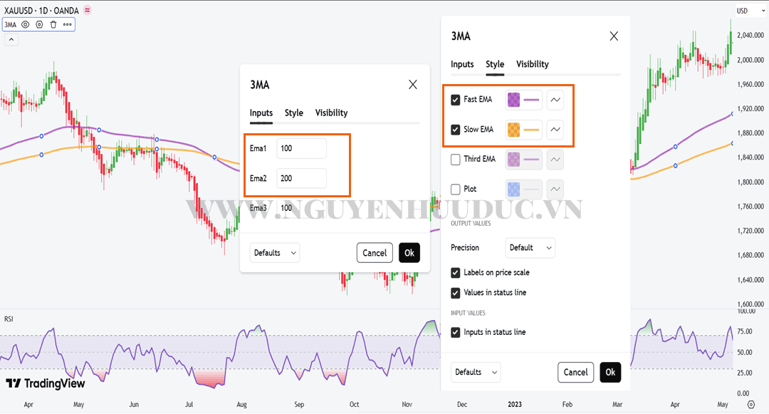 Cài đặt Triple EMA trên Tradingview